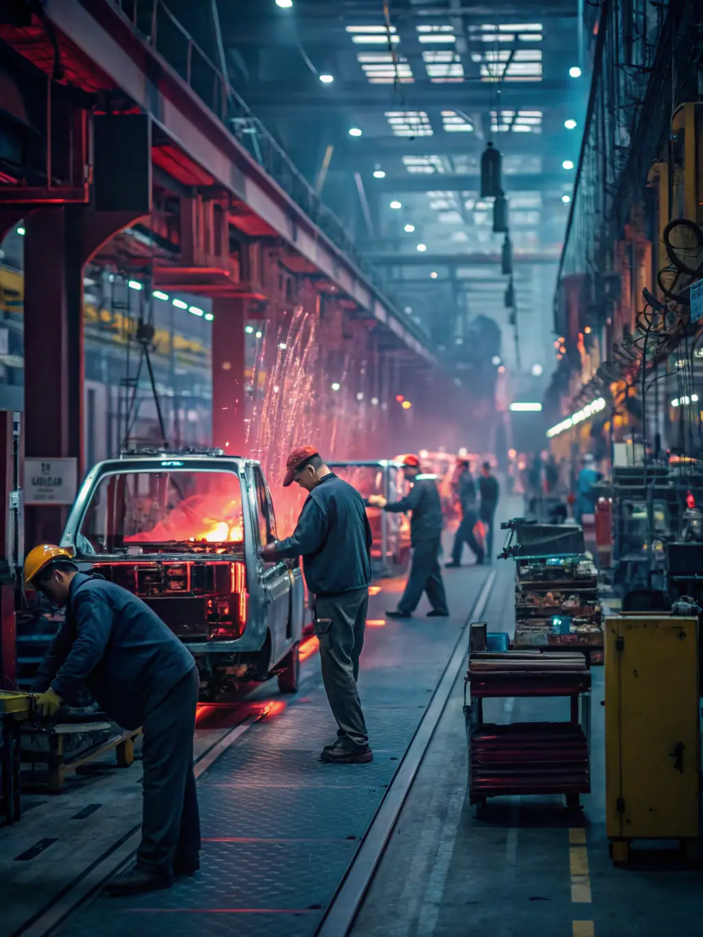 A photo of a bustling factory floor in Hong Kong, showcasing manufacturing processes and workers, representing Henderson Insurance's expertise in manufacturing insurance.